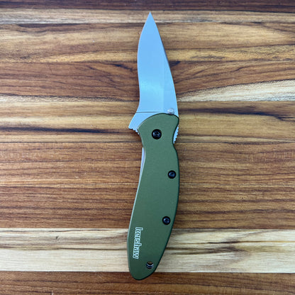 Kershaw Scallion 2.5" Flipping Knife w/ Olive Aluminum Handle