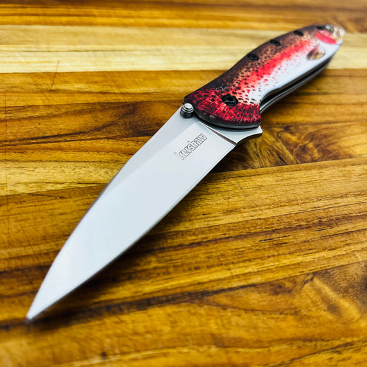 Kershaw Leek 3" Flipping Knife w/ Rainbow Trout Handle