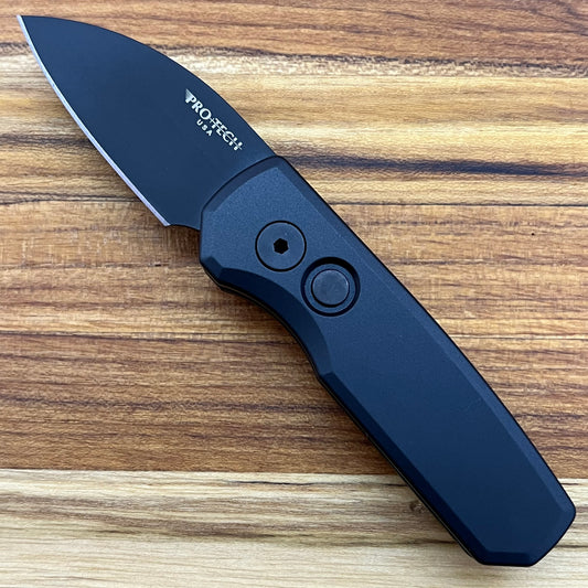 Pro-Tech Runt 5 2" All Black Auto Wharncliffe w/ Black Aluminum Handle