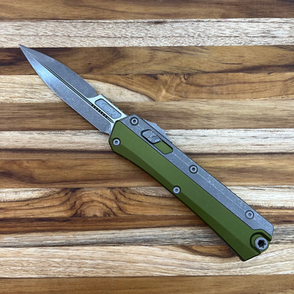 Microtech Glykon D/E Bayonet 3.75" Apocalyptic OTF Auto w/ OD Green Handle