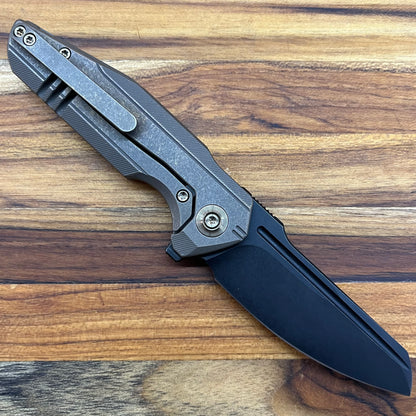 We Knife Starhawk 2.81" Flipping Knife w/ Black Blade & Bronze Titanium Handle