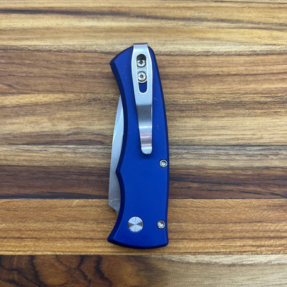 Pro-Tech Custom Duke 2 2.75" Auto w/ Mike Irie Grind & Navy Blue Aluminum Handle