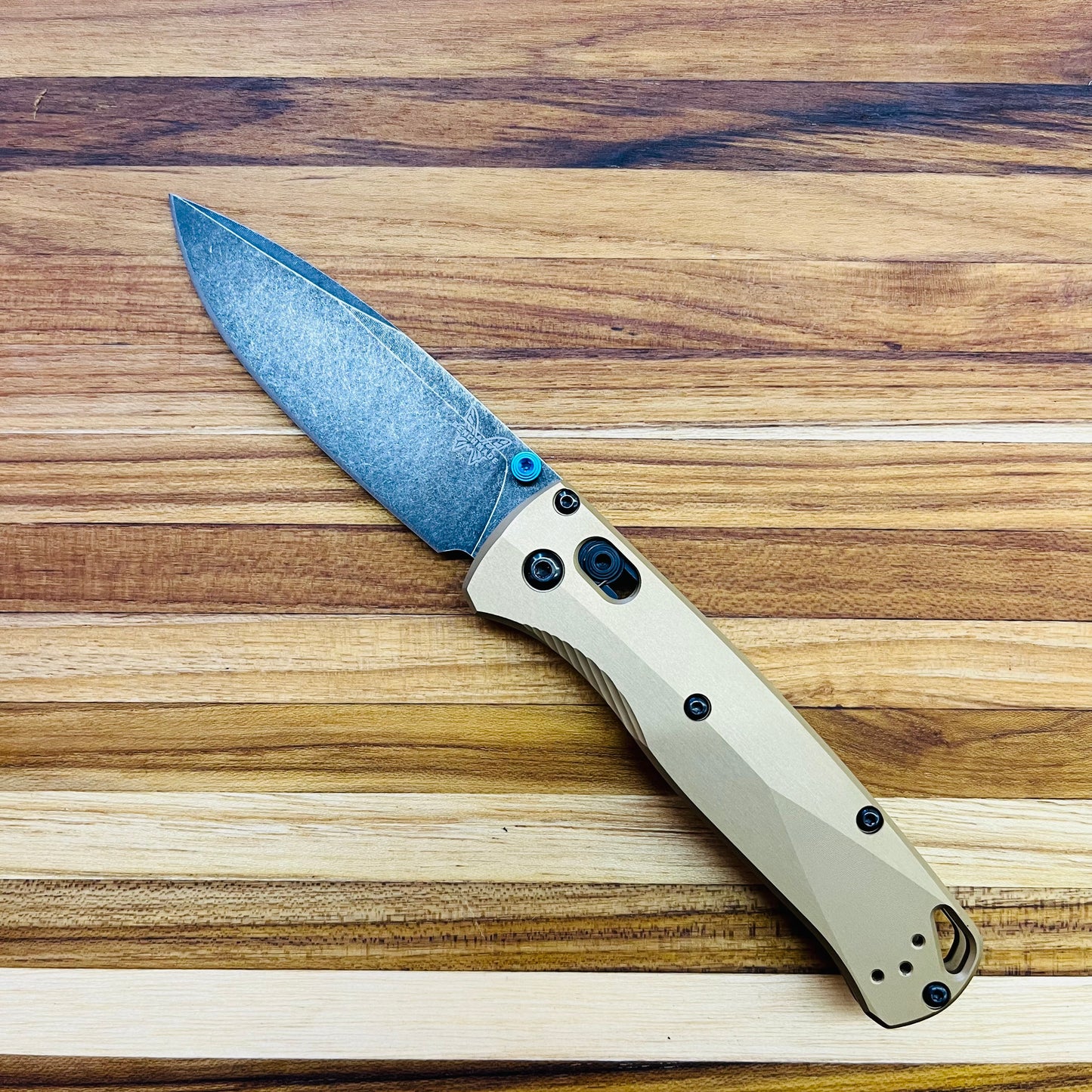 Benchmade Bugout 3.25" Folding Knife w/ Burnt Brass Aluminum Handle