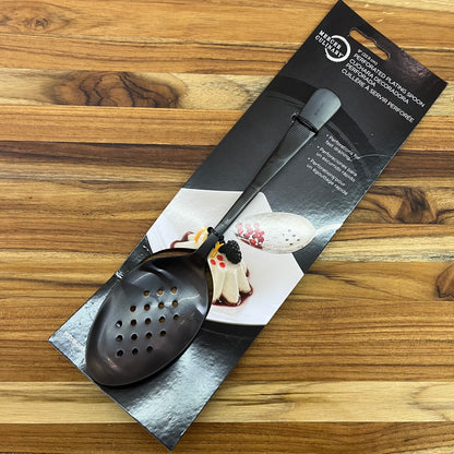 Mercer Tool 9" Matte Black Perforated Bowl Plating Spoon