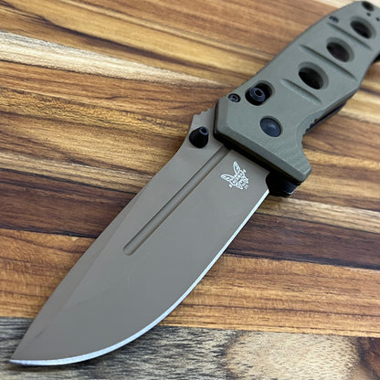 Benchmade Adamas 3.7" Folding Knife w/ OD Green G10 Handle & Nylon Sheath