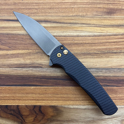 Pro-Tech Malibu 3.25" Flipping Knife w/ Wharncliffe Blade & Black Dragon Scale Aluminum Handle