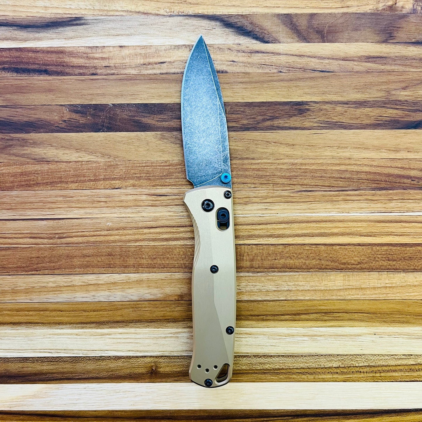 Benchmade Bugout 3.25" Folding Knife w/ Burnt Brass Aluminum Handle