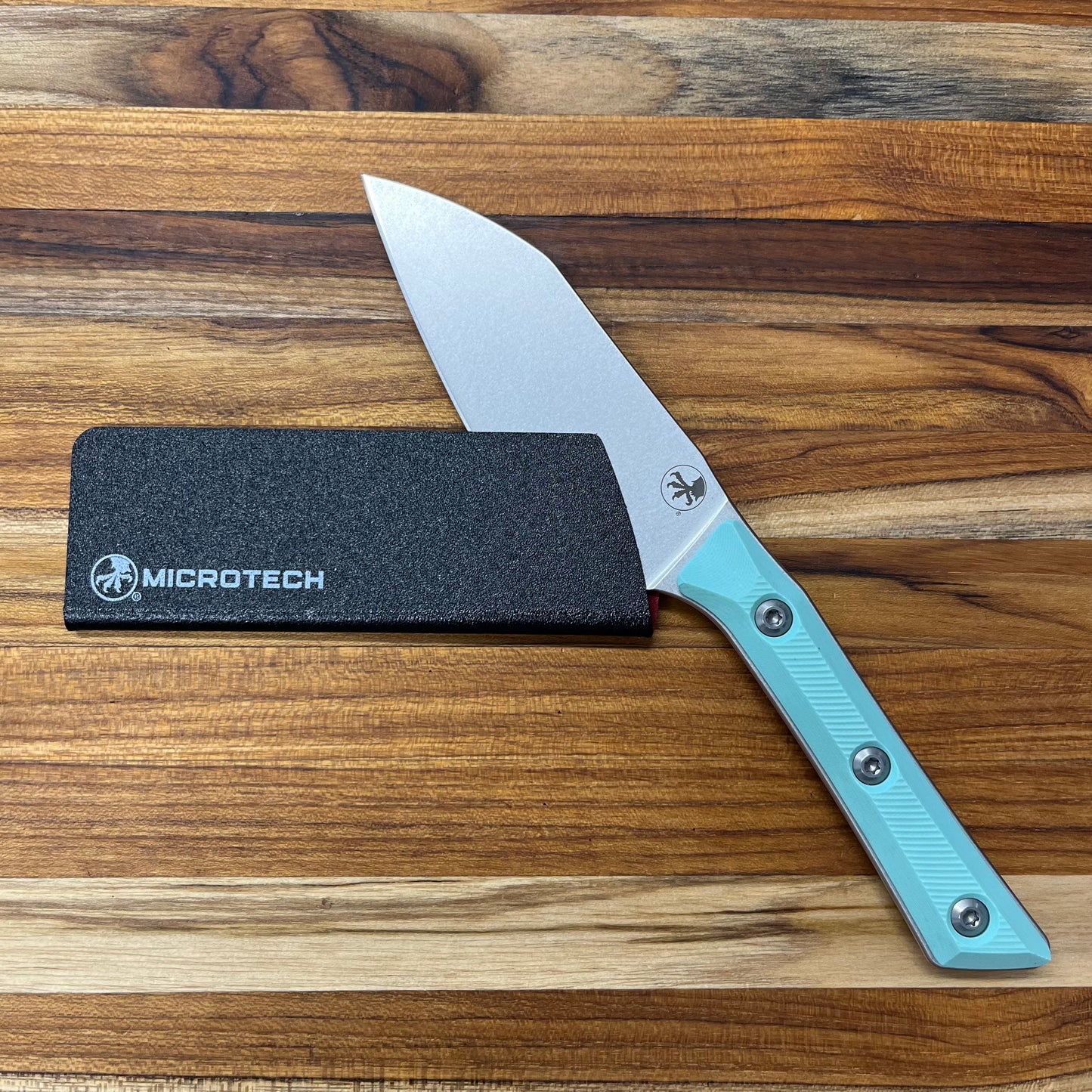 Microtech Culinary 4.2" Santoku w/ Caribbean Blue G10 Handle