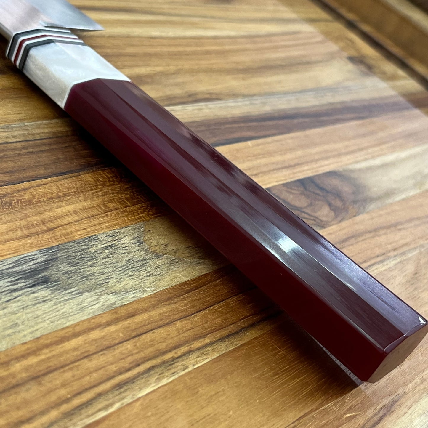 3rd Hill Customs 210mm (8.25") Chef's Knife w/ Red Wine Handle