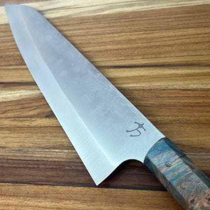 Running Man Forge Ready Series 210mm (8.25") Gyuto w/ Blue Maple Burl Handle