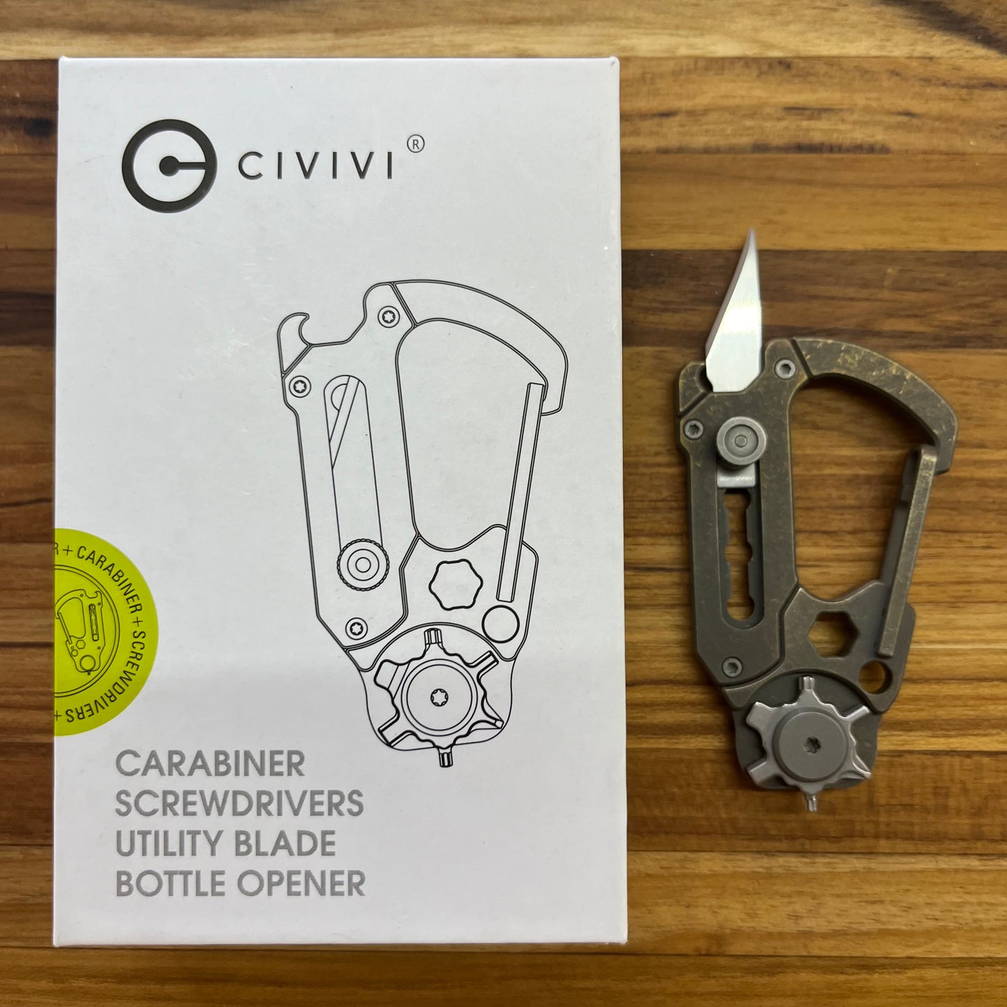 Civivi Polymorph 2.8" Bronze Carabiner w/ Retractable Utility Blade