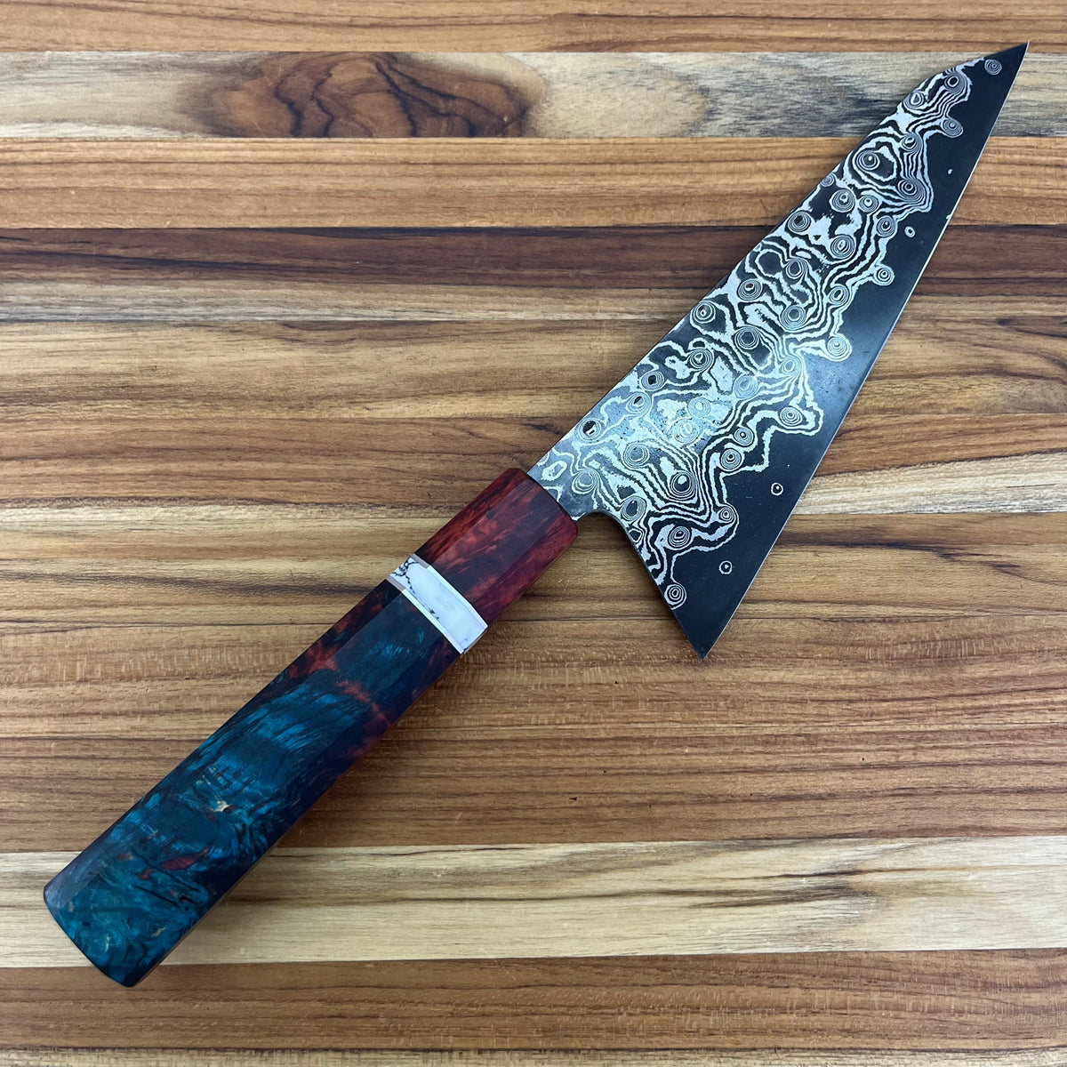 Burningsword Ironworks 190 (7.5") Garasuki w/ Damascus Blade & Birch Burl Handle