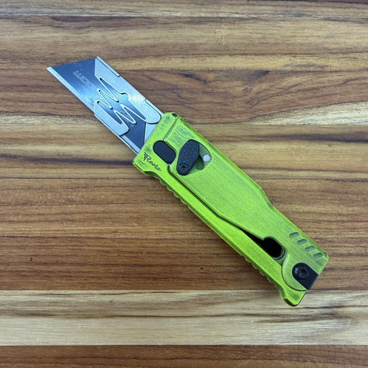 Reate Exo-U Gravity 2.5" Utility Knife w/ Distressed Green Handle