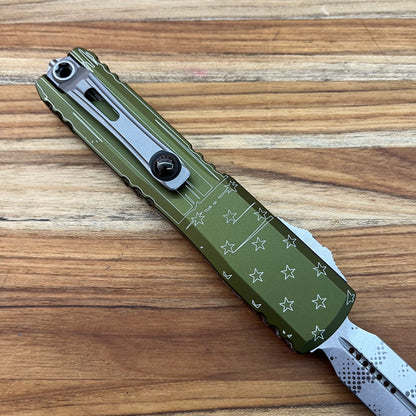 Microtech Ultratech Gen IV D/E 3.5" OTF w/ OD Green Hero Aluminum Handle