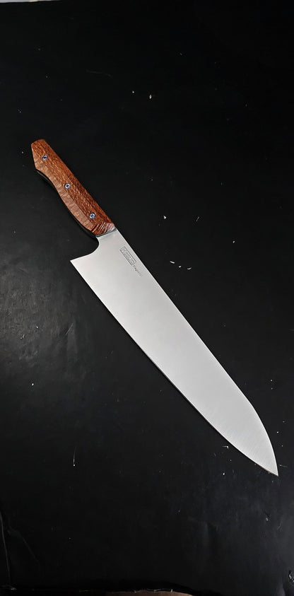 Meglio 10" Satin Semi-custom Magnacut Gyuto 2.0 Kiritsuke with Leopard Wood Handles