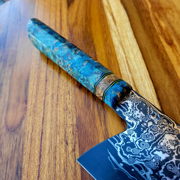 Baldwin Blades 7.20" Tall Damascus Bunka Black Ash