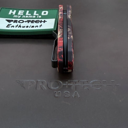 Pro-Tech Runt 5 2" Auto w/ DLC Wharncliffe Blade & Crimson Tiger Camo Aluminum Handle