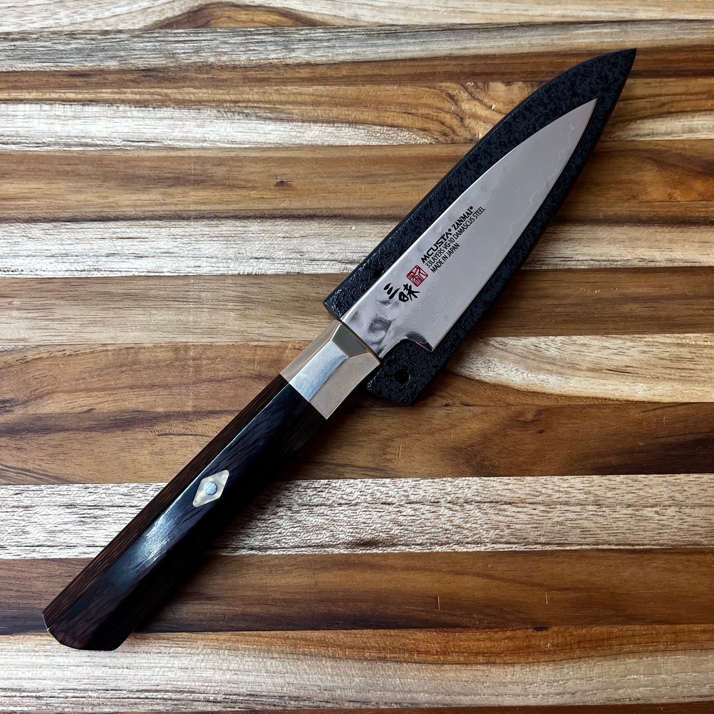 Mcusta Zanmai Black Lacquer 90mm (3.5") Petty Saya w/ Pin