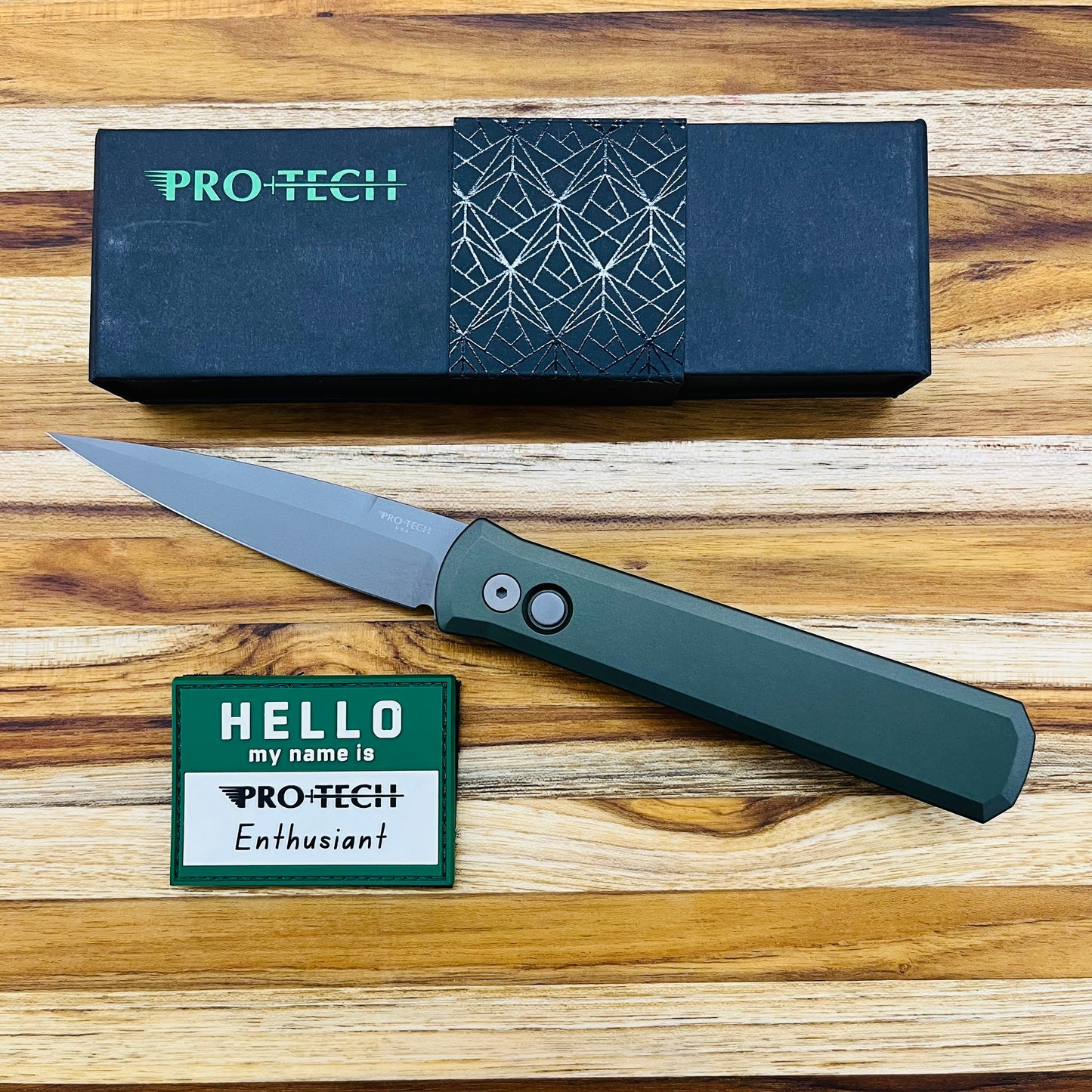 Pro-Tech Godfather 4" Auto w/ Green Handle