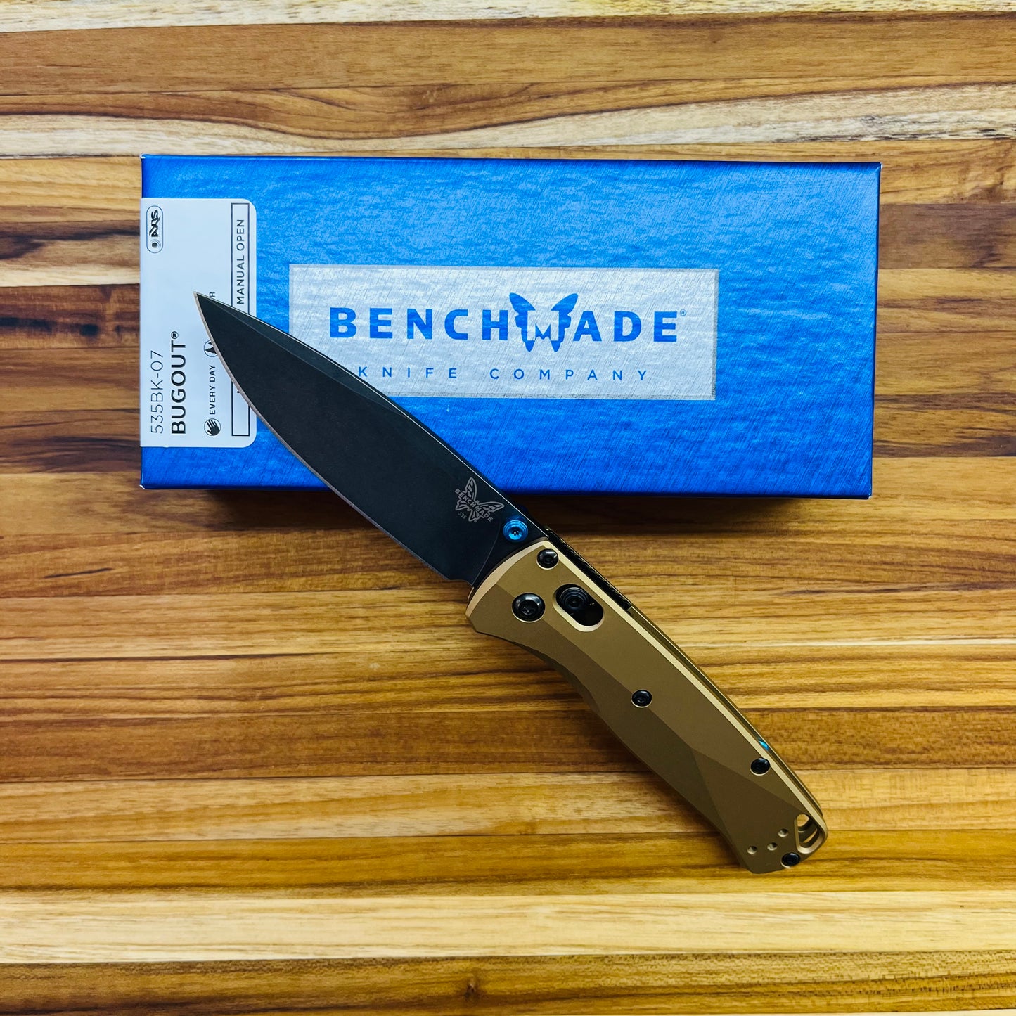 Benchmade Bugout 3.25" Folding Knife w/ Burnt Brass Aluminum Handle