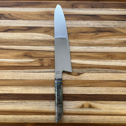 Baldwin Blades 8.9" Gyuto in W2 and Blue/Grey Box Elder