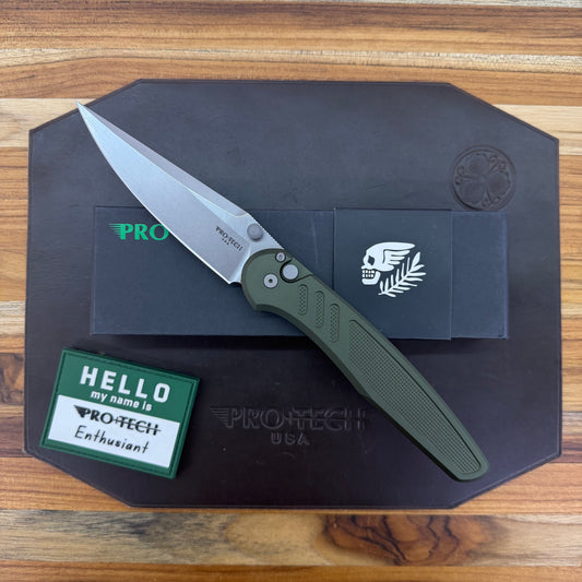 Pro-Tech Avalon 4" Folding Knife w/ Knurled Green Aluminum Handle