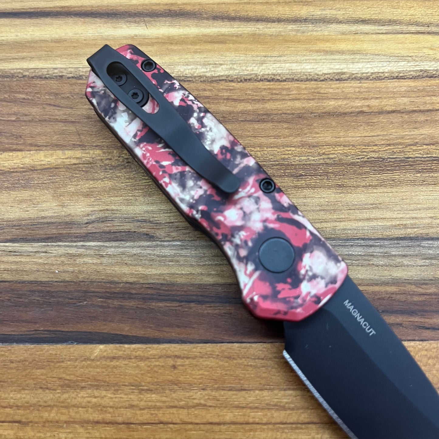 Pro-Tech Runt 5 2" Auto w/ DLC Reverse Tanto Blade & Crimson Tiger Camo Aluminum Handle