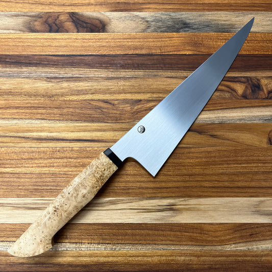 Enceladus 205mm (8") Gyuto w/ Western Box Elder & G10 Handle