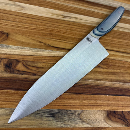 Patterson Forge Semi-Custom 200mm (8") Chef's Knife w/ White & Blue Paper Micarta Handle