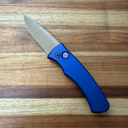 Pro-Tech *Limited Edition* Duke 2 2.75" Auto w/ Tan PVD & Navy Blue Aluminum Handle