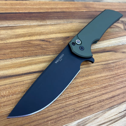 Pro-Tech Mordax 3.5" Flipping Knife w/ Black DLC Blade & Green Aluminum Handle