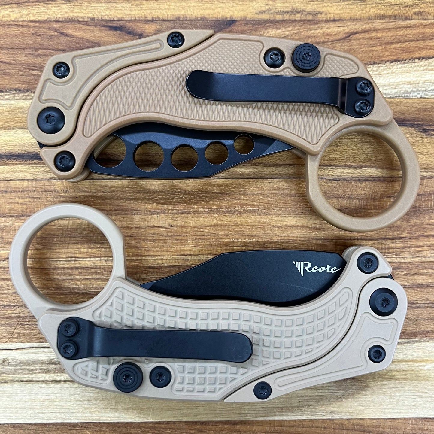 Reate EXO-K 3" PVD Tan Gravity Karambit w/ Trainer Knife