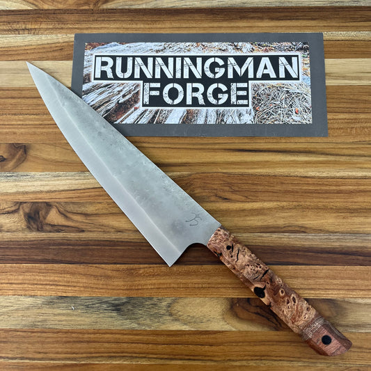 Running Man Forge Ready Series 200mm (8") Chef's Knife w/ Maple Burl Handle