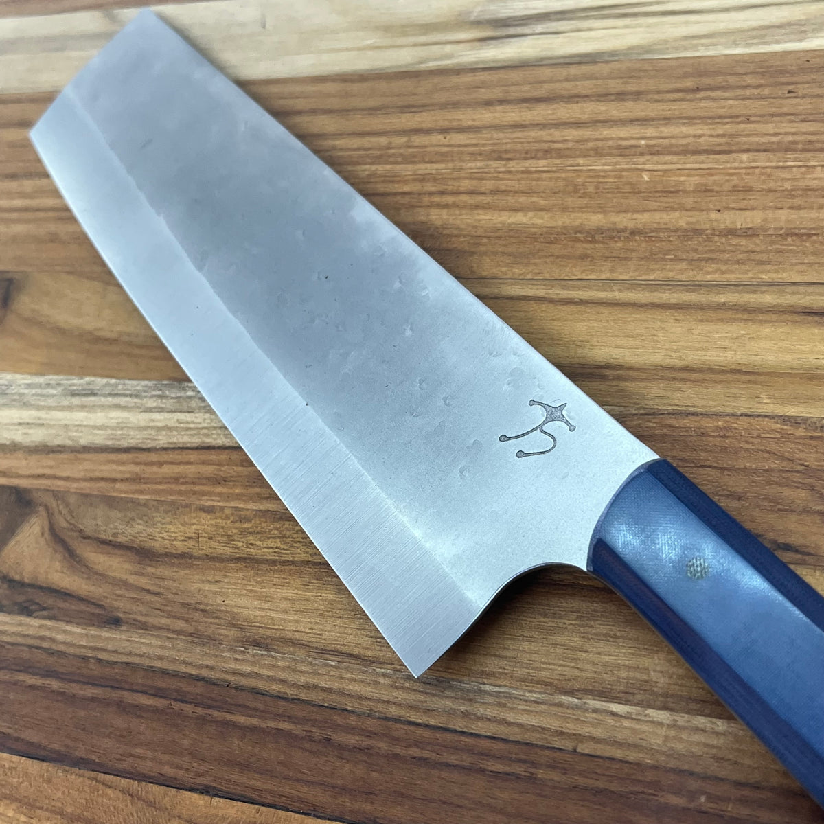 Running Man Forge Ready Series 160mm (6.5") Nakiri w/ Blue Micarta Handle