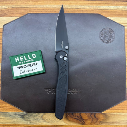 Pro-Tech Avalon 4.25" Folding Knife DLC Black w/ Knurled Black Aluminum Handle