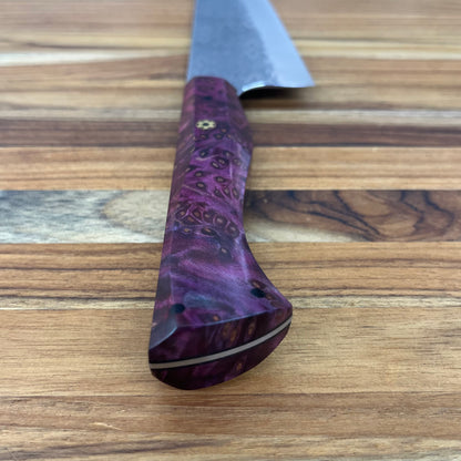 Running Man Forge Semi-Custom 210mm (8.25") Chef's Knife w/ Laser Engraving & Magenta Maple Handle