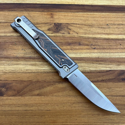 Reate EXO-M 3.25" Drop Point Gravity Knife w/ Orange & Black Handle