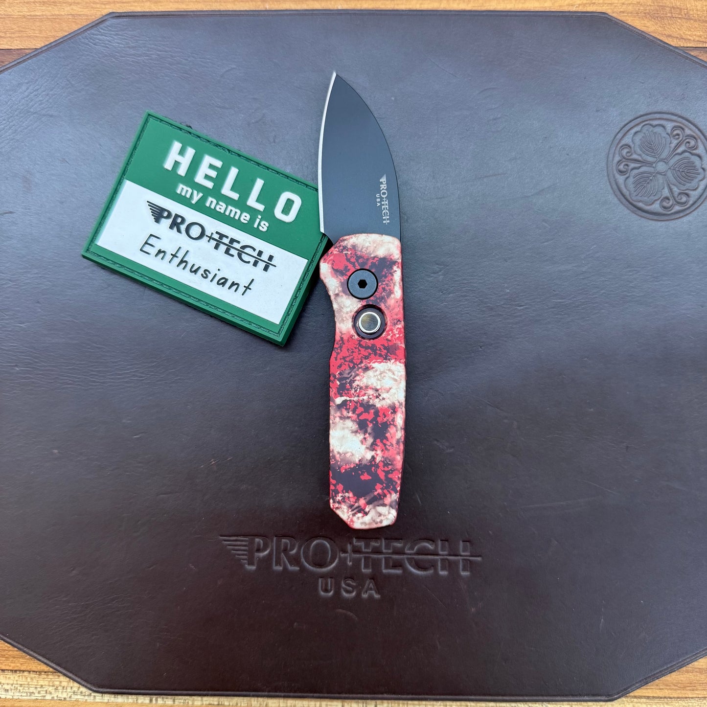 Pro-Tech Runt 5 2" Auto w/ DLC Wharncliffe Blade & Crimson Tiger Camo Aluminum Handle