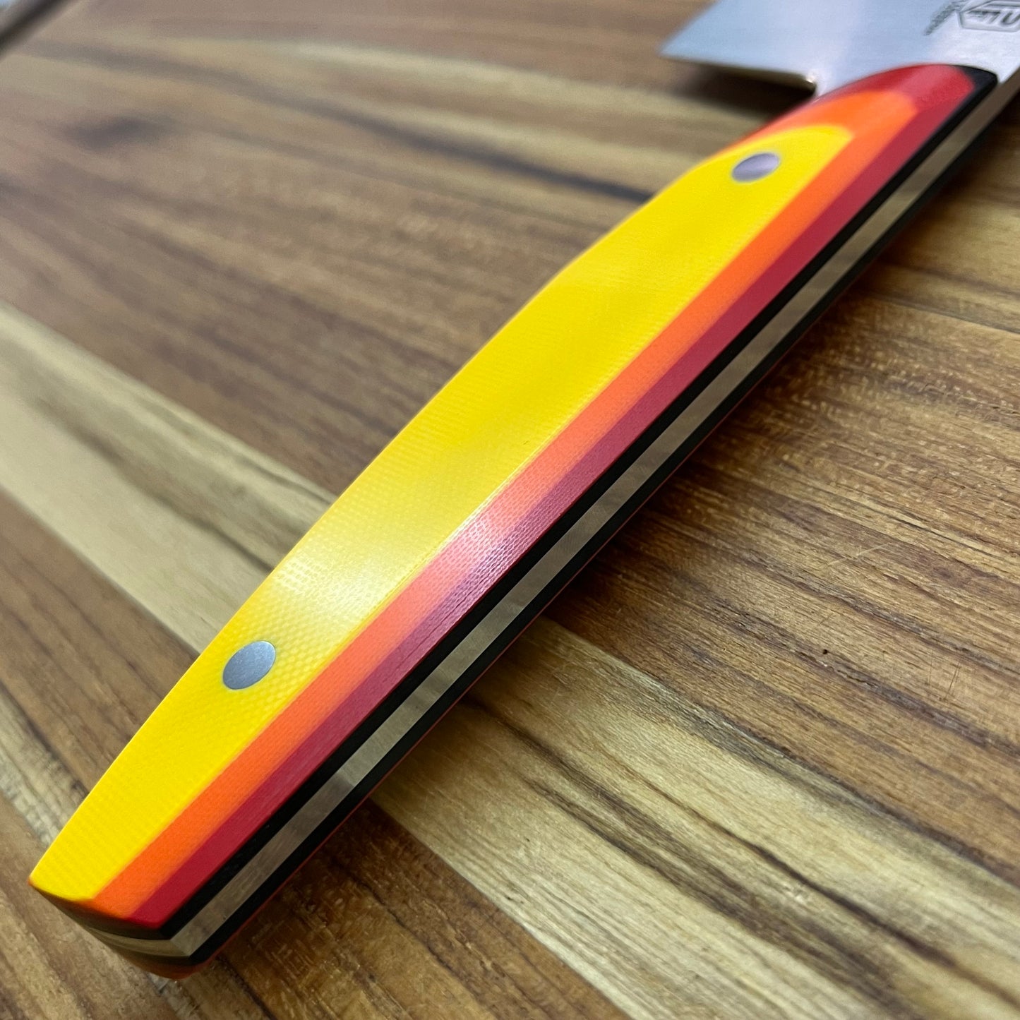 Patterson Forge Semi-Custom 200mm (8") Chef's Knife w/ Multicolored G10 Handle