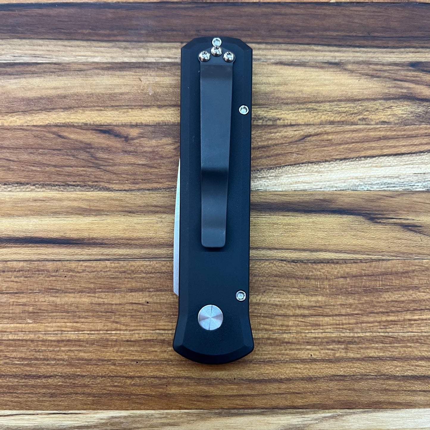 Pro-Tech Godson 3.15" Auto w/ Mother of Pearl Button & Black Aluminum Handle
