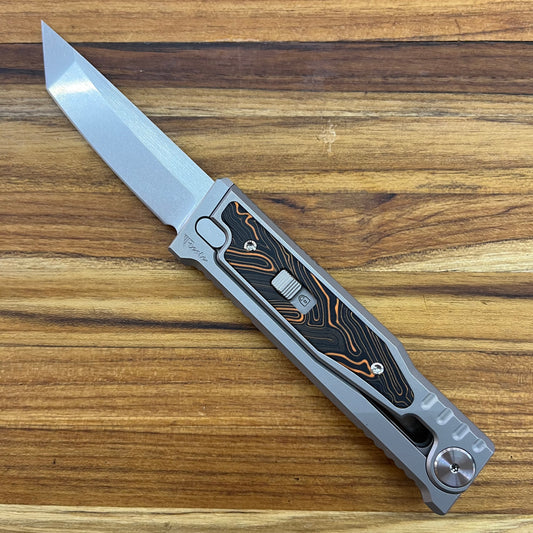 Reate EXO-M 3.25" Tanto Gravity Knife w/ Orange & Black Handle