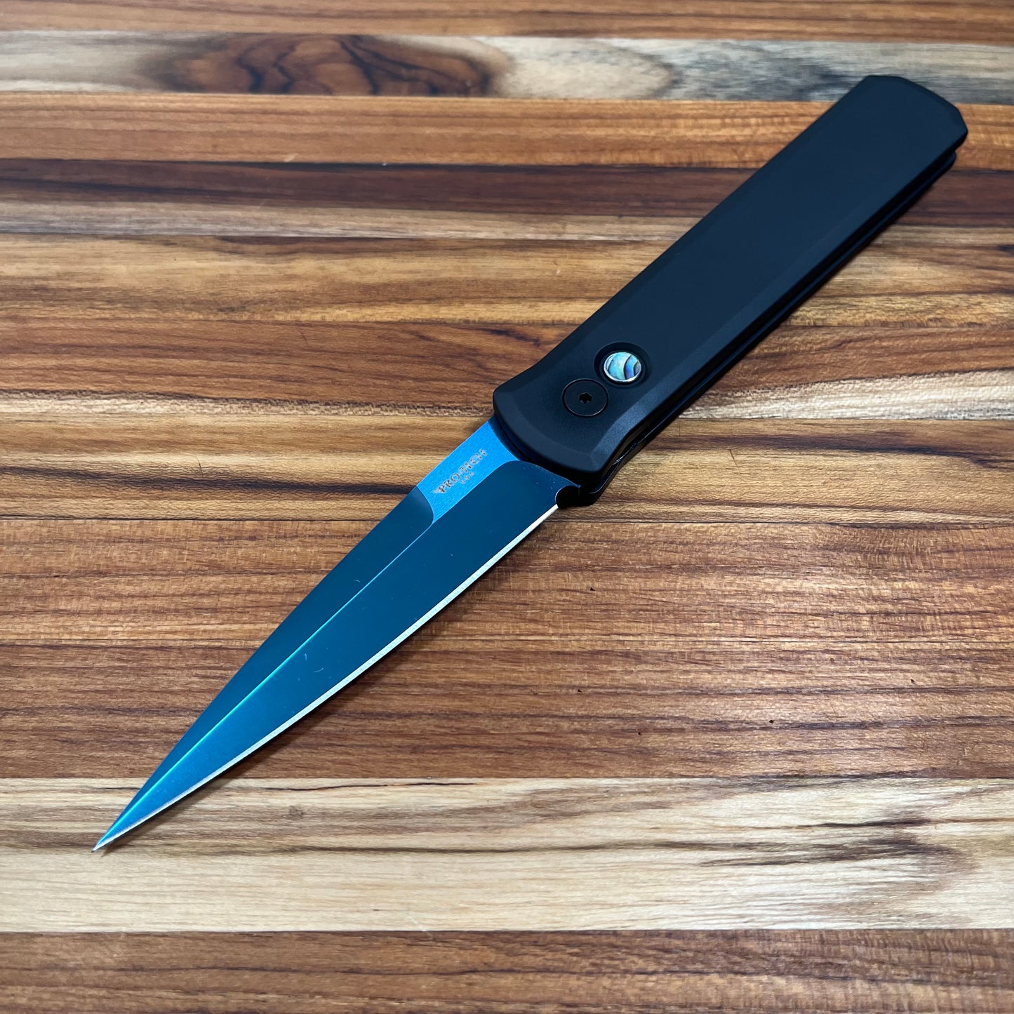 Pro-Tech Godfather 4" Auto w/ Sapphire Blade & Black Aluminum Handle
