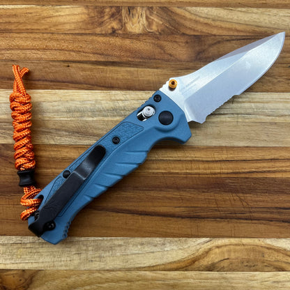 Benchmade Mini Adira 3.25” P/S Folding Knife w/ Depth Blue Grivory Handle