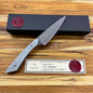 Studio Blade PFDC 4.25" Damasteel Steak Knife w/ Silver Twill Carbon Fiber