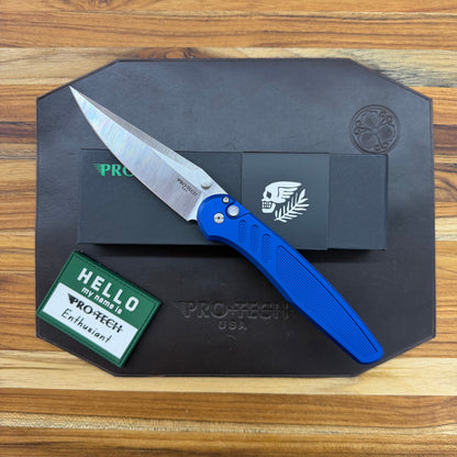 Pro-Tech Avalon 4.25" Folding Knife w/ Knurled Blue Aluminum Handle