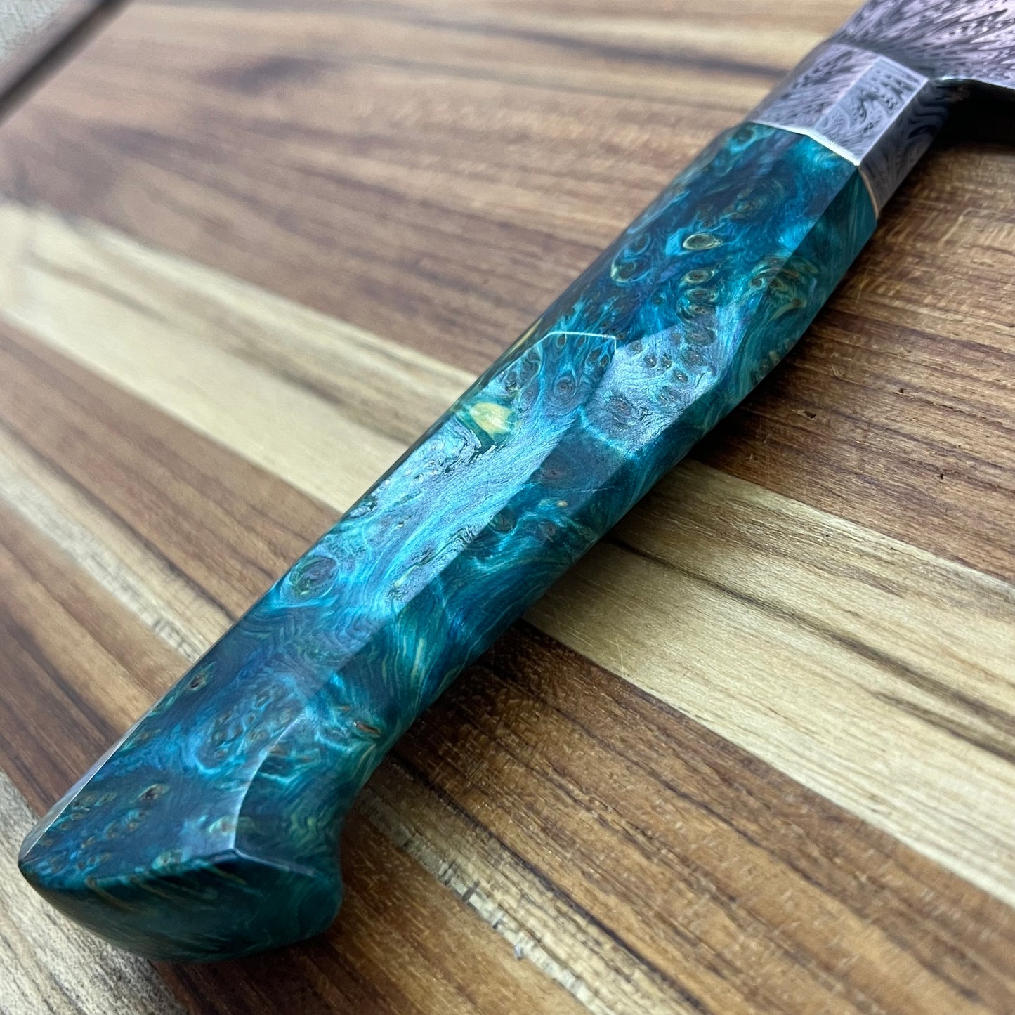 Patterson Forge Custom 215mm (8.5") Vegetable Cleaver w/ Mosaic Damascus & Yellow Cedar Handle