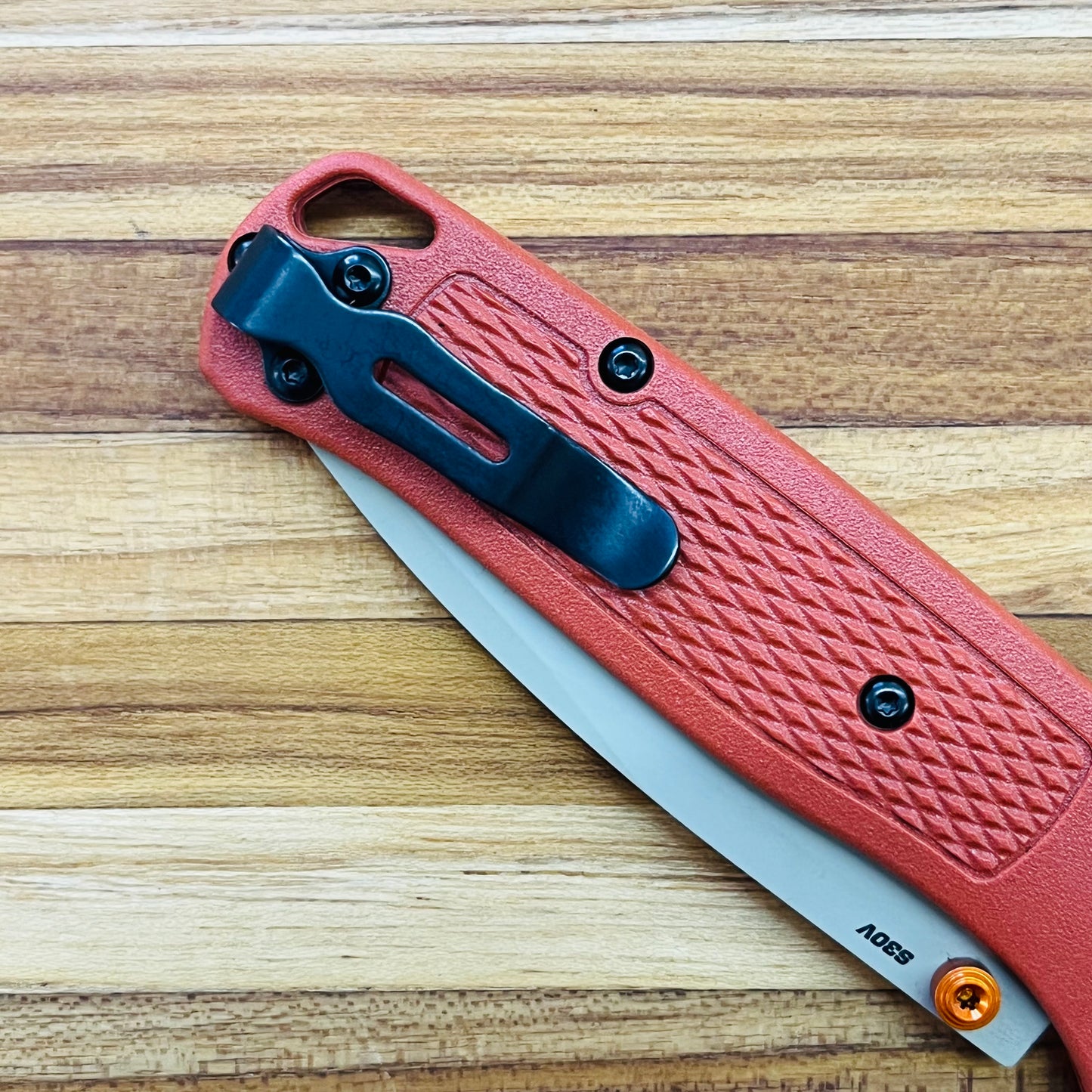 Benchmade Bugout 3.25" Folding Knife w/ Rust Orange Grivory Handle