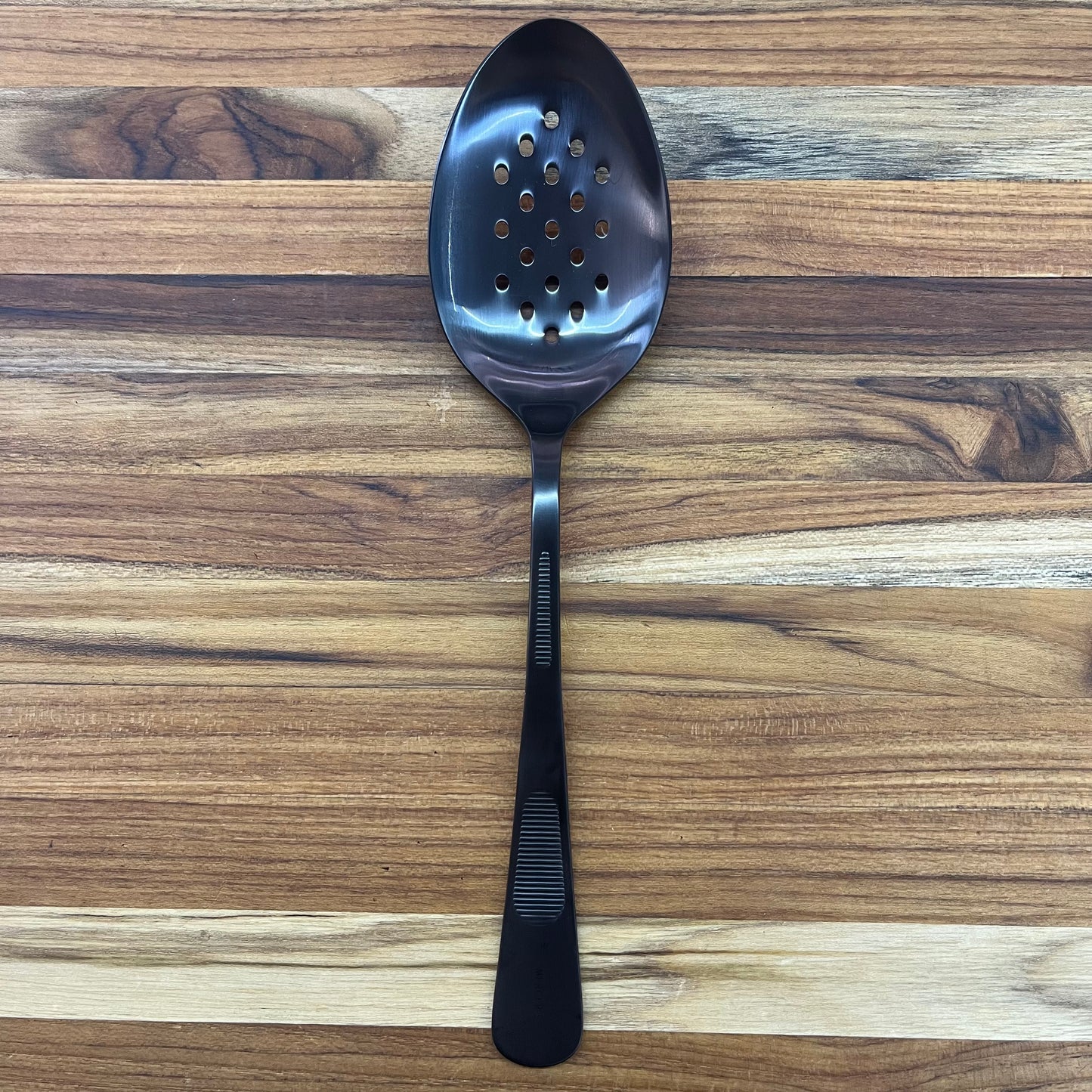Mercer Tool 9" Matte Black Perforated Bowl Plating Spoon