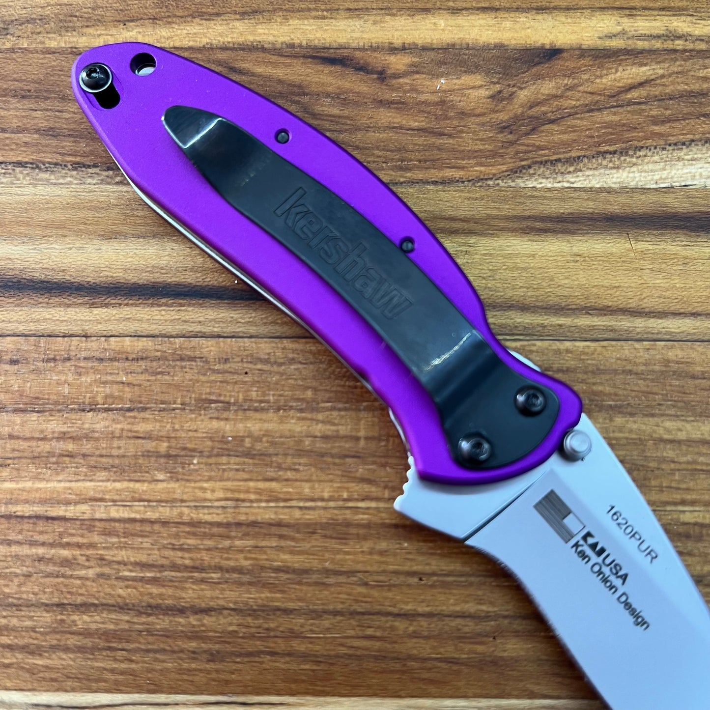 Kershaw Scallion 2.5" Flipping Knife w/ Purple Aluminum Handle