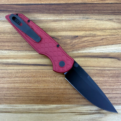 Pro-Tech TR-3 Integrity 3.5" Folding Knife w/ Red Reptile Texture Aluminum Handle